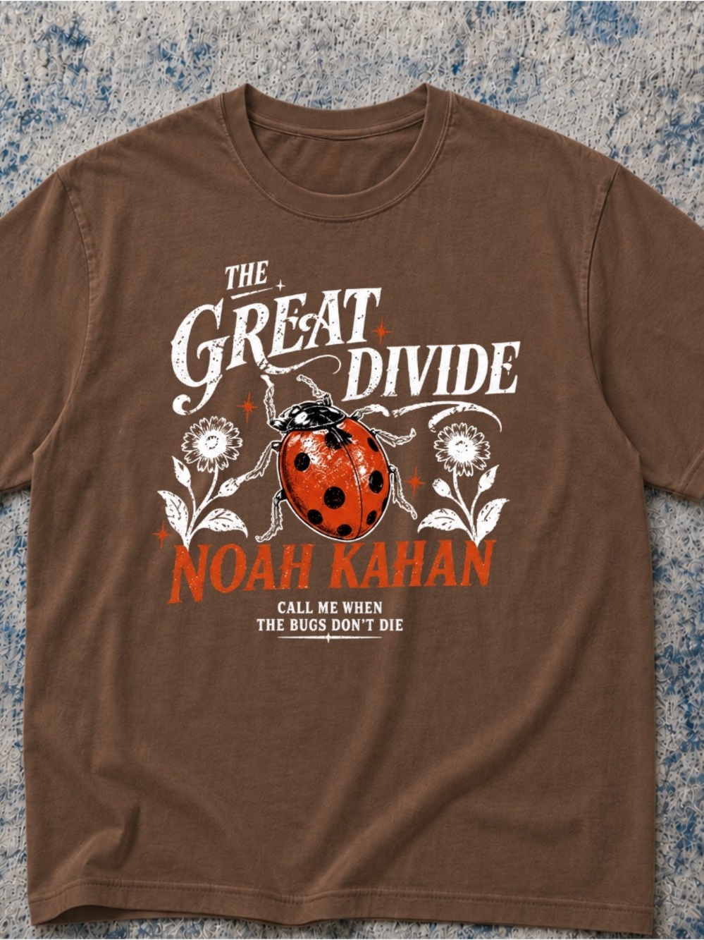 Gildan Brown Short Sleeve Tee with White & Orange Ladybug Graphic